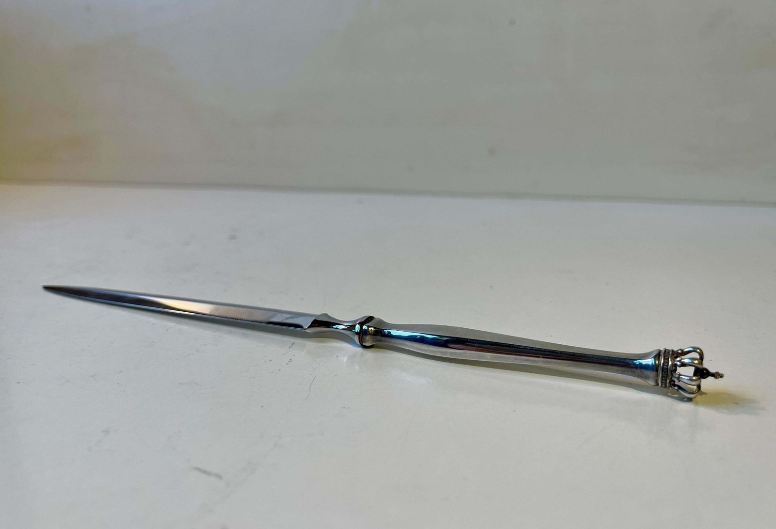 Danish Crown Letter Opener In Sterling Silver, 1930s photo for sale