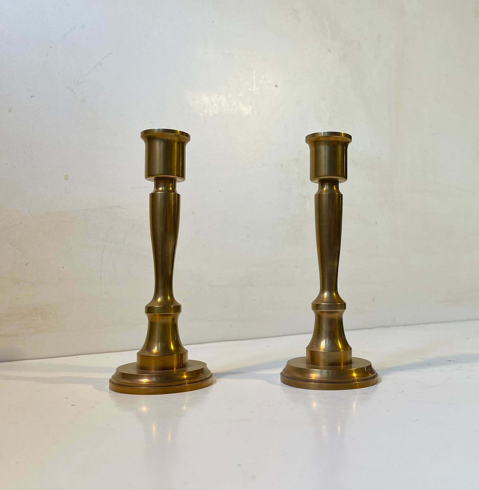 Scandinavian Midcentury Candlesticks In Bronze By Th. P, 1970s photo Home Decor