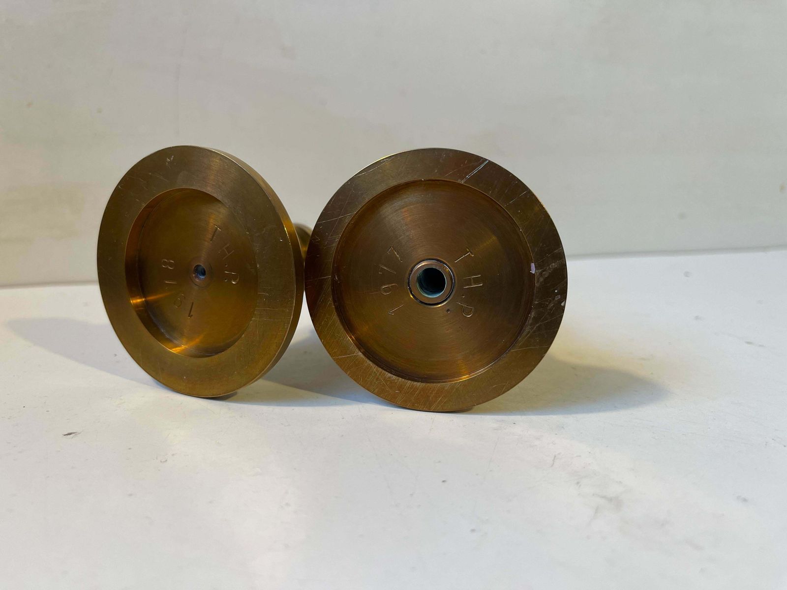 Scandinavian Midcentury Candlesticks In Bronze By Th. P, 1970s photo 241.0