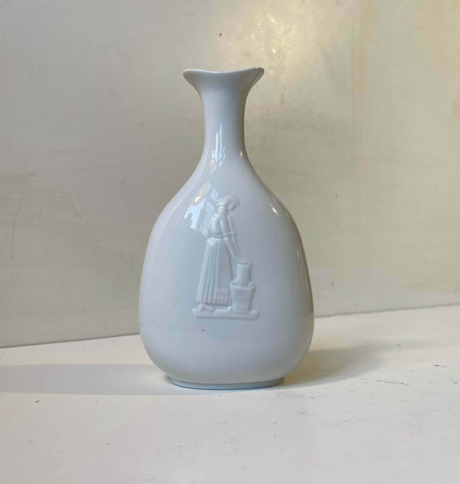 Gunnar Nylund Porcelain Vase In White Glaze, 1964 photo for sale