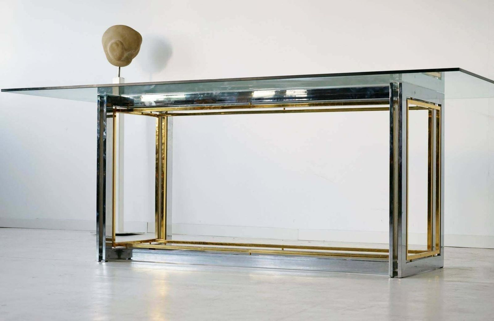 Italian Two Tone Italian Hollywood Regency Metal Table Or Desk In Romeo Rega Style photo vinterior