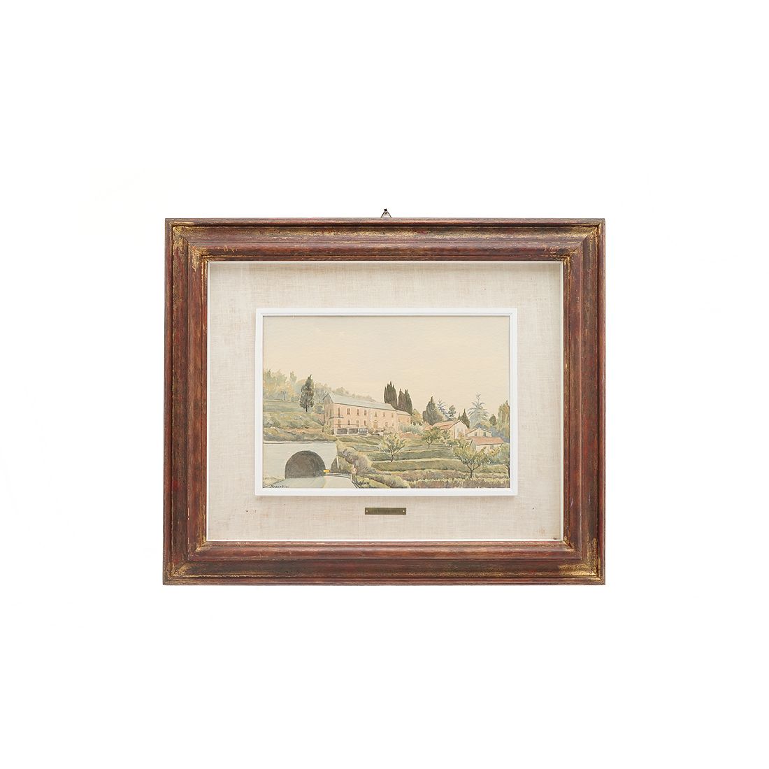 Watercolor Painting “Liguria” By Giacomo Maganzini, 1970s