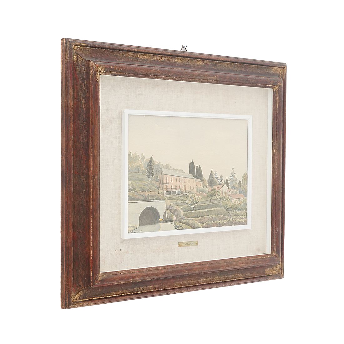 Watercolor Painting “Liguria” By Giacomo Maganzini, 1970s photo furniture