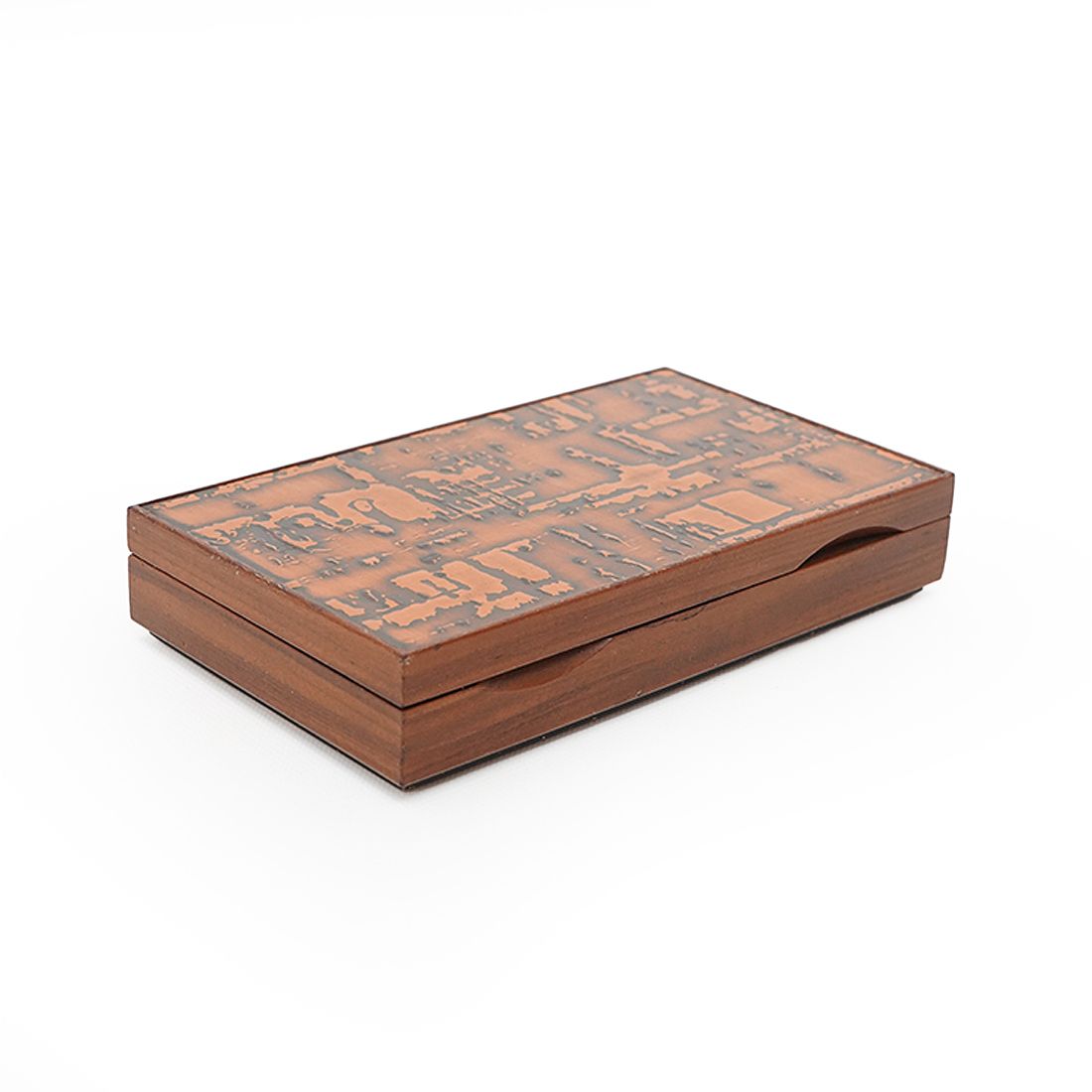 photo for sale Wooden Box With Enameled Copper Lid, 1960s