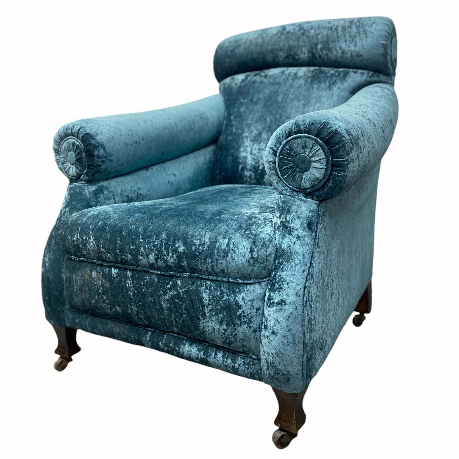 Lounge Chair Blue Velvet Victorian Country House photo vintage