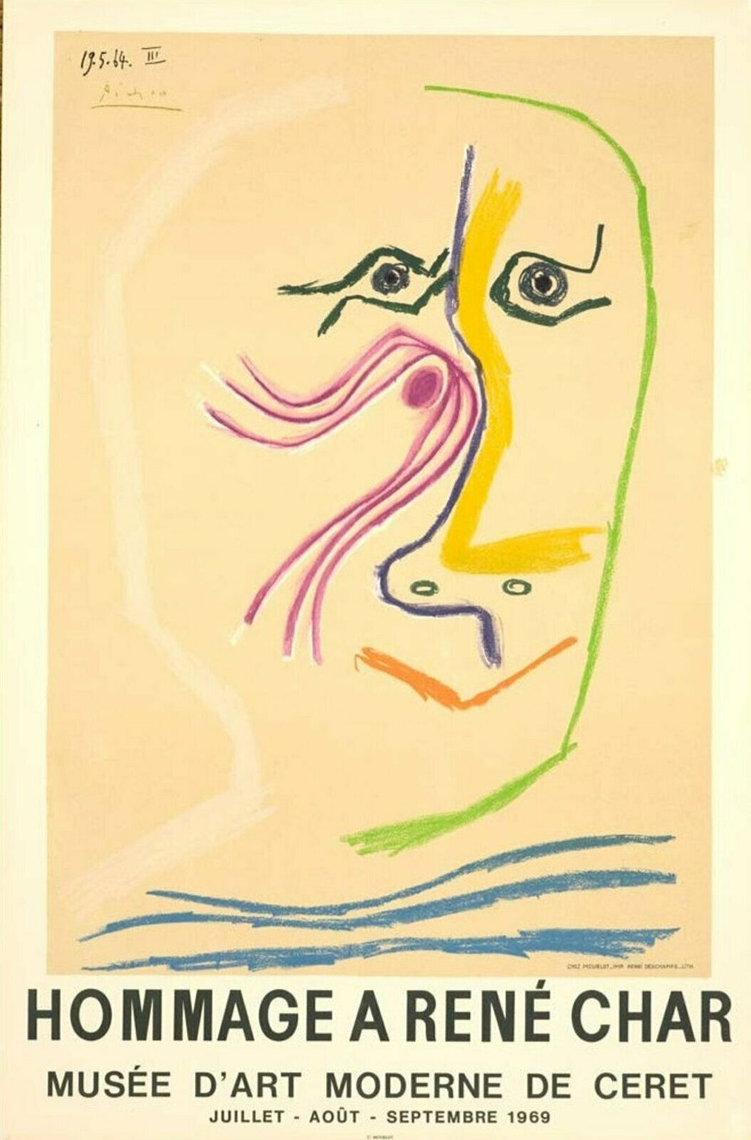 Pablo Picasso Hommage A Rene Char By Pablo Picasso 1969 Litho By Moulot Imprimerie, 1969 photo furniture