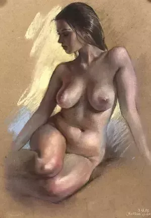 Kirillova Julia, Nude Pastel Painting, 21st Century. photo for sale