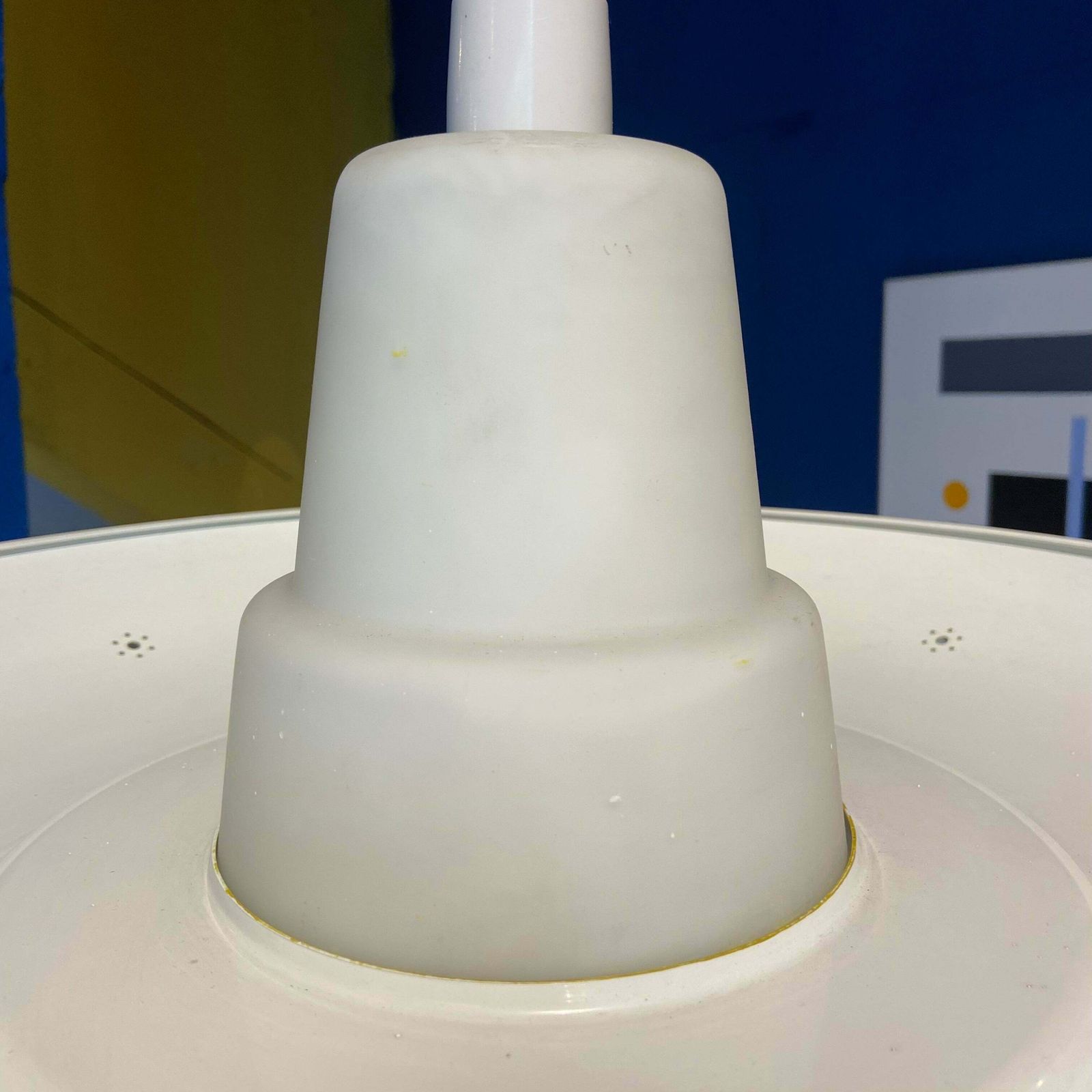 Lighting 1960s Opaline Glass And Aluminium Light Shade photo