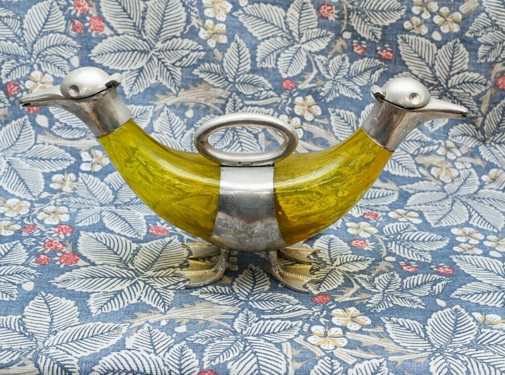 Silver Plate Duck Spirit Holder Jug Decanter photo 450.0