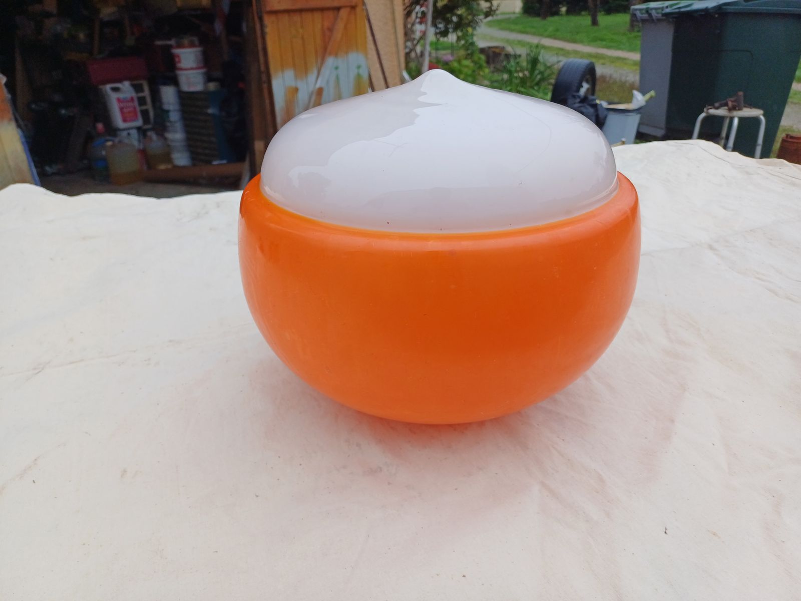 Vintage Opaline Orange And White Pendant photo Lighting