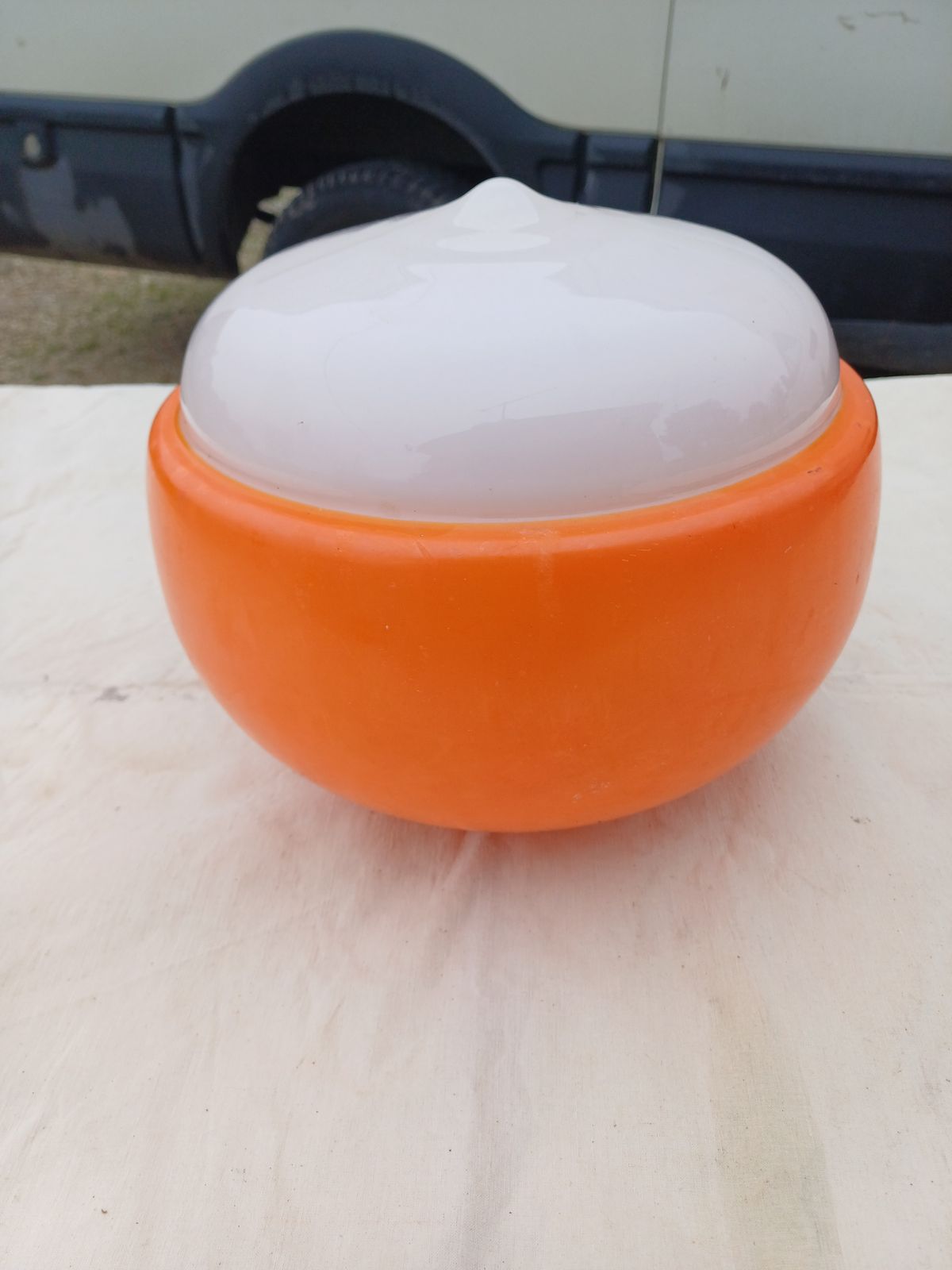 Vintage Opaline Orange And White Pendant