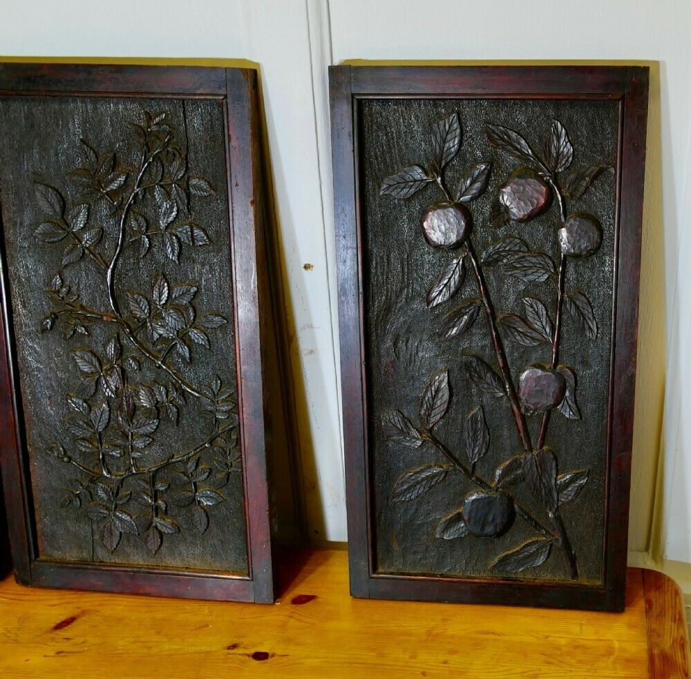 A Collection Of 4 Superbly Carved Oak Door Panels photo furniture