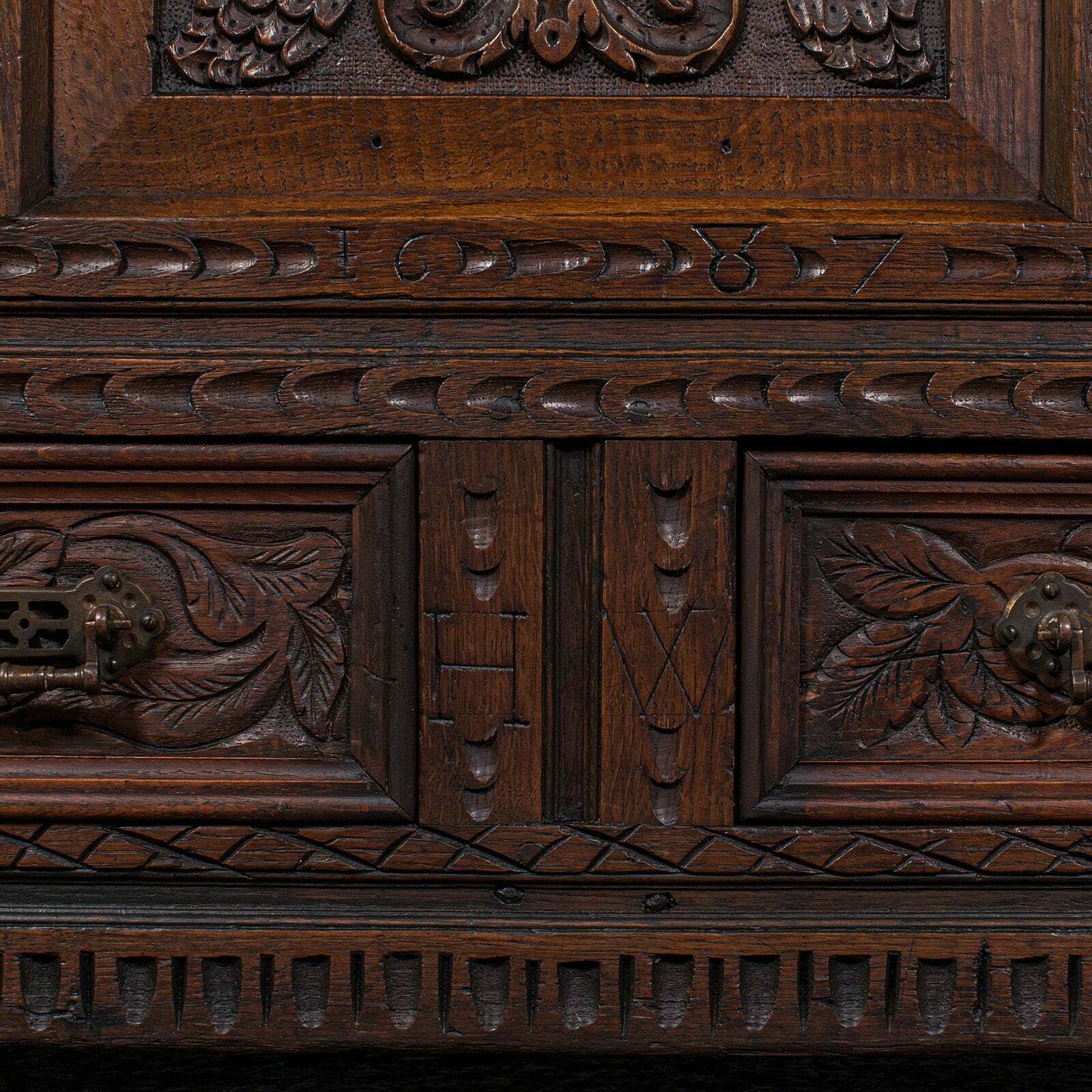 3650.0 Large Antique Mule Chest, English, Carved Oak, Coffer, William III, Circa 1700 photo