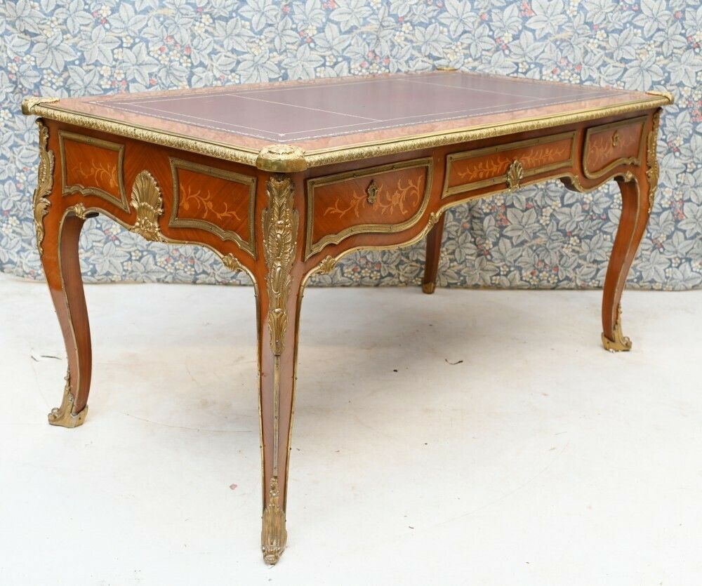 Antique Bureau Plat French Inlay Desk Writing Table photo furniture