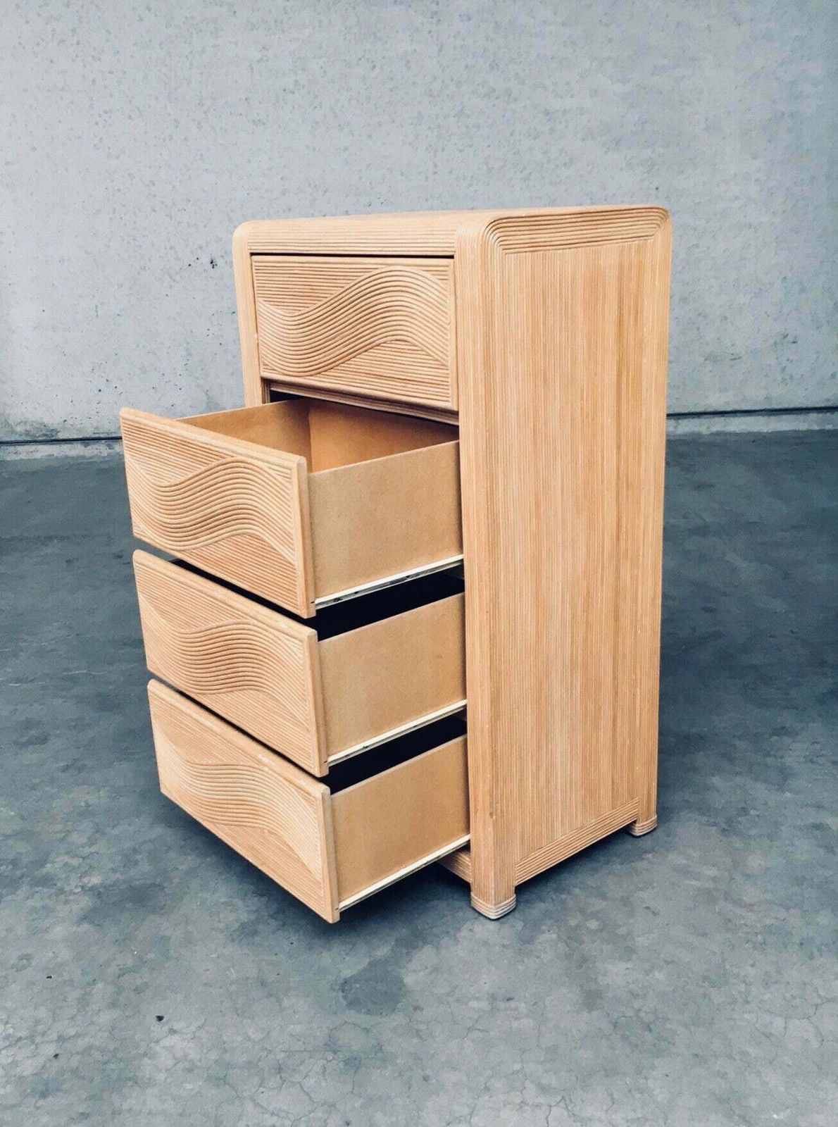 photo buy 1980's Boho Design Split Rattan High Chest Of Drawers