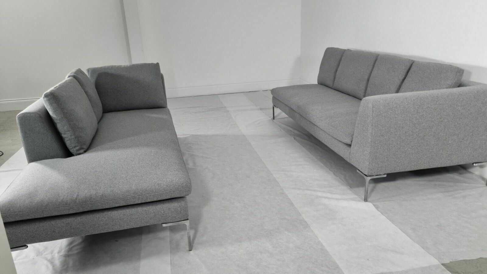 photo buy Immaculate Bb Italia Charles L Shape In Luxurious Mid Grey Wool