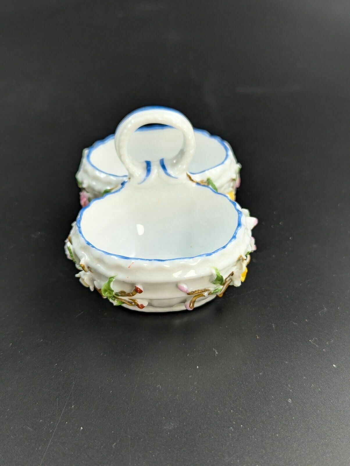 photo furniture Porcelain Encrusted Vase And Salt Cellar By Bohne Söhne Rudolstadt, C. 1880.