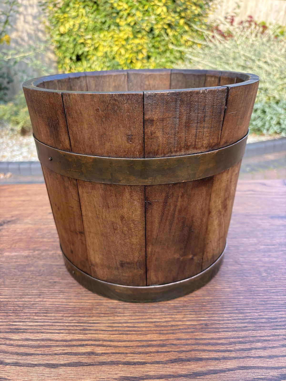 Arts & Crafts Oak Bucket Planter photo for sale