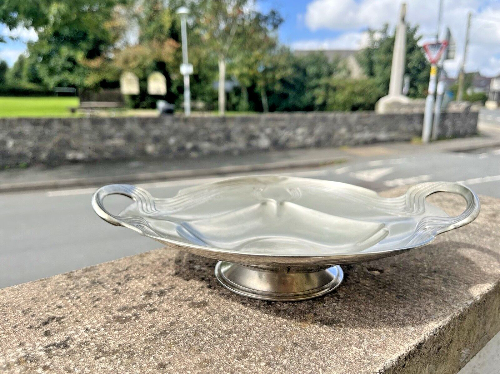 photo vinterior Art Nouveau Wmf Orivit Pewter Jugendstil Pedestal Bowl Stand Tazza Dish