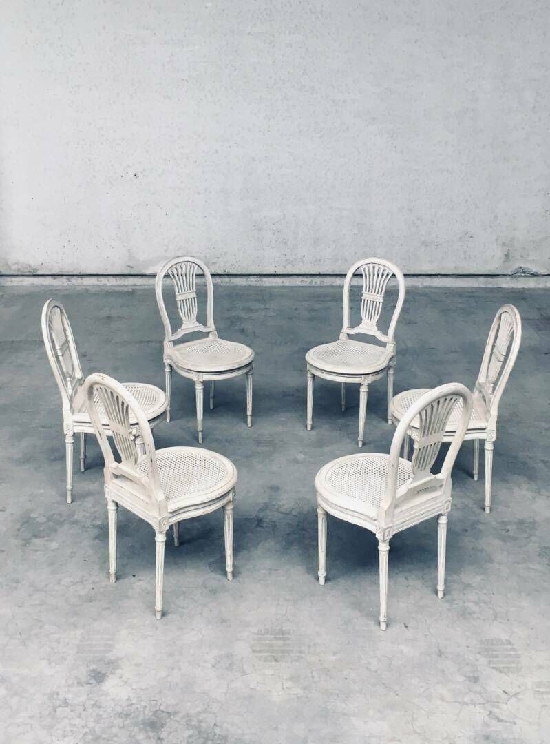 Louis XVI Stijl Eetkamerstoelen, Set Model Fer à Cheval, Frankrijk, Jaren 1940 photo vintage