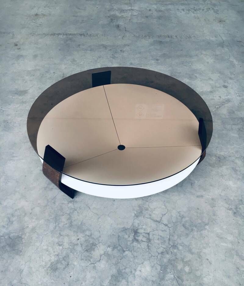 Midcentury Modern Dutch Design Wenge & Smoke Glass Coffee Table, Netherlands 1960's photo 1250.0