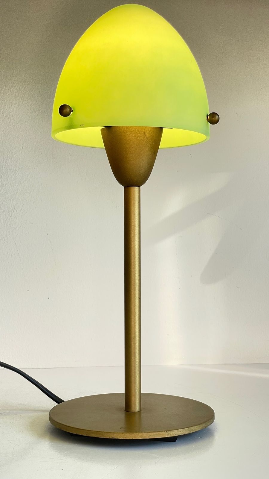 Mushroom Shaped Lamp In Steel And Opaline Glass Vintage photo 165.0