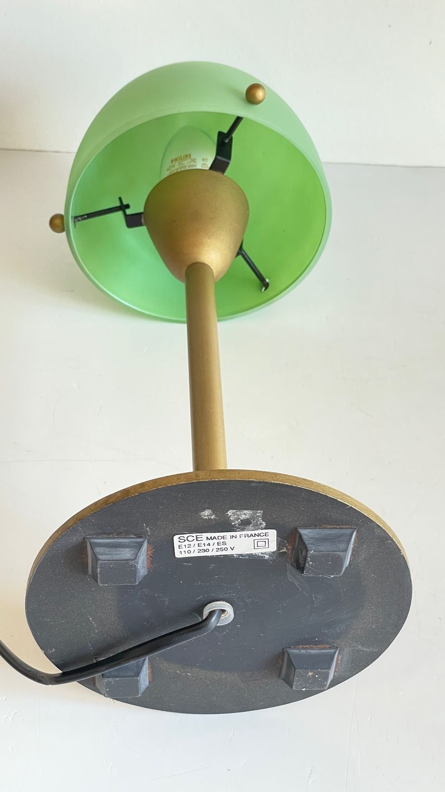 165.0 Mushroom Shaped Lamp In Steel And Opaline Glass Vintage photo