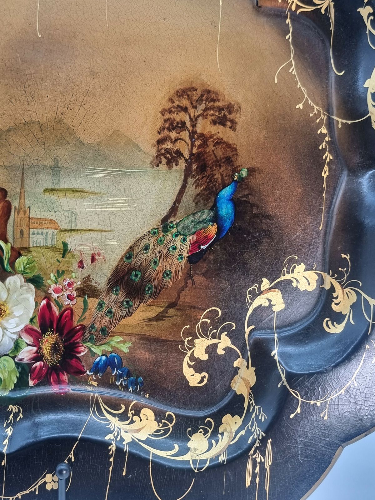 A Beautiful English Papier Mache Tray, English Circa 1840 photo buy