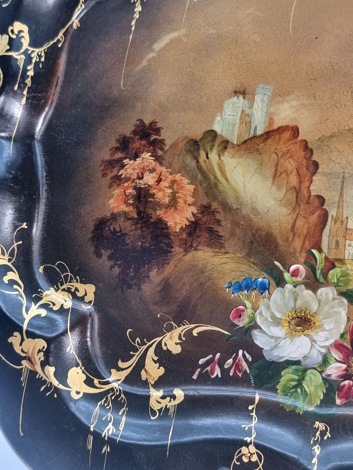 photo for sale A Beautiful English Papier Mache Tray, English Circa 1840
