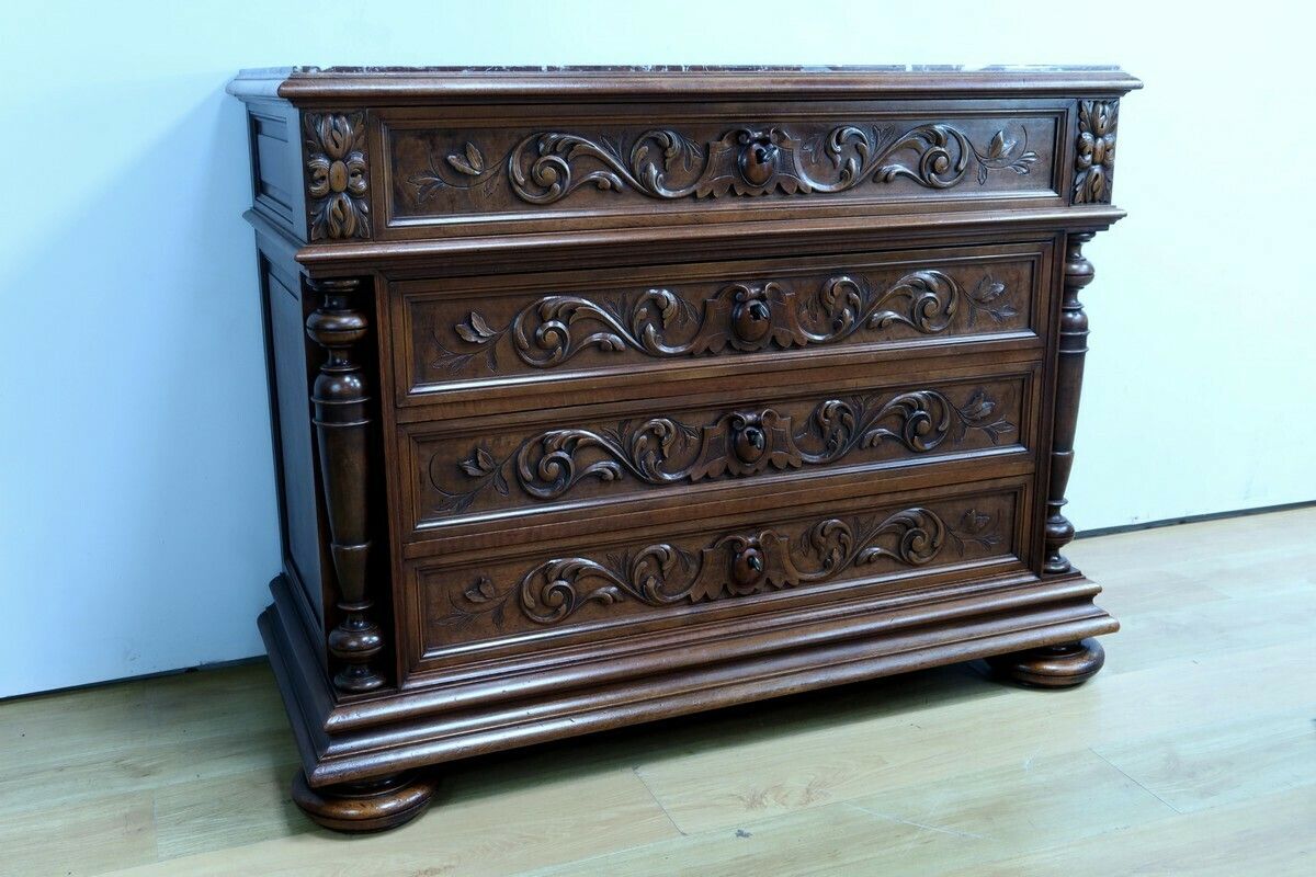 Walnut Chest Of Drawers P. Guinand Leglas, Renaissance Style – 1920 photo furniture