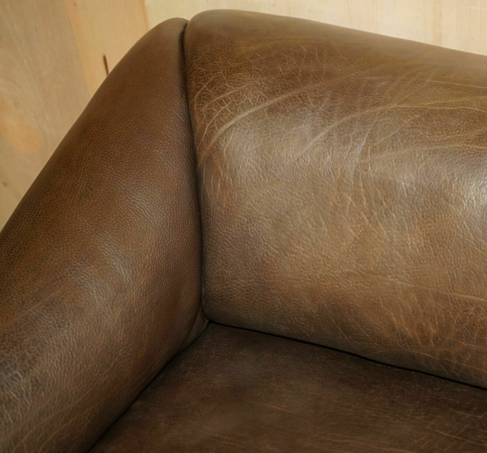 Restored De Sede Ds47 Reclining Brown Buffalo Neck Leather Sofa Part Of A Suite photo buy