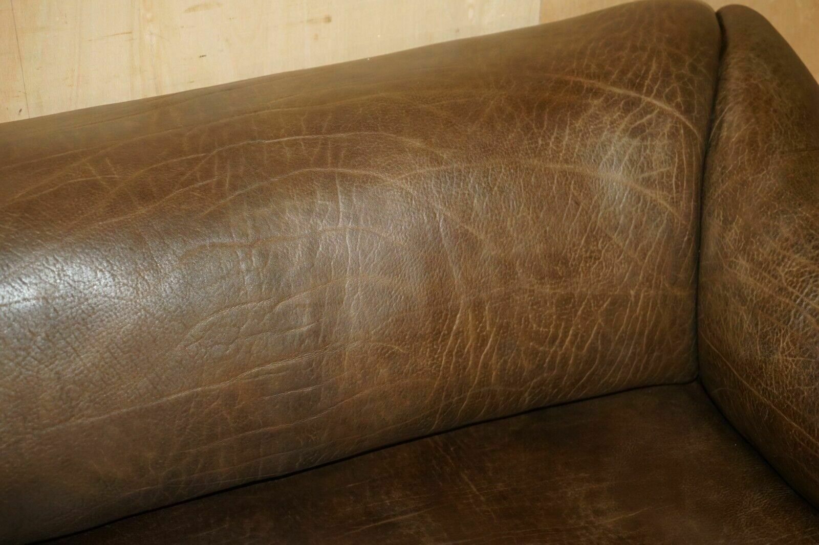 Restored De Sede Ds47 Reclining Brown Buffalo Neck Leather Sofa Part Of A Suite photo vintage