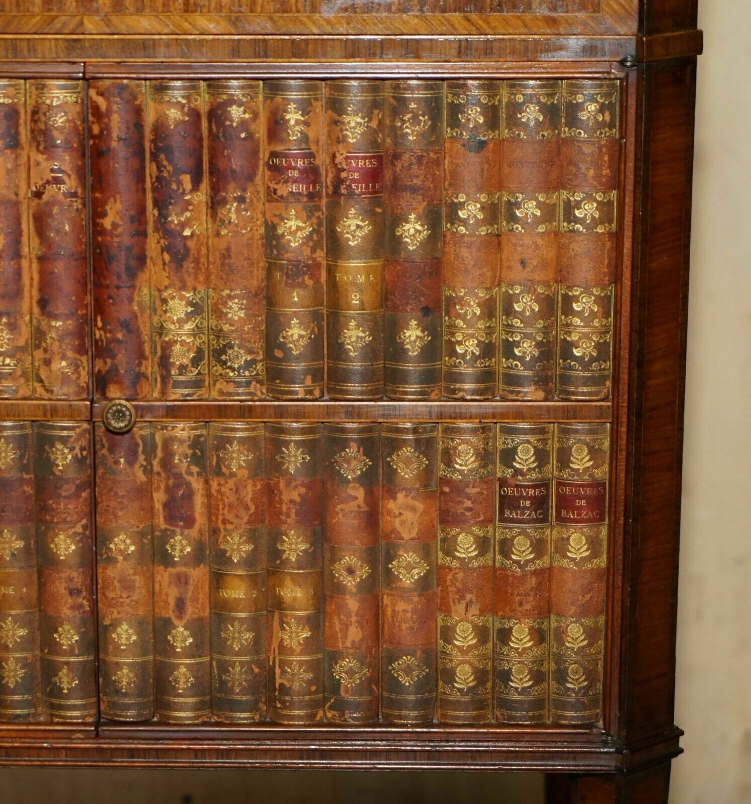 Antique Cir 1920 Faux Stack Of Books Leather Carrara Marble Side Table Drawers photo vinterior