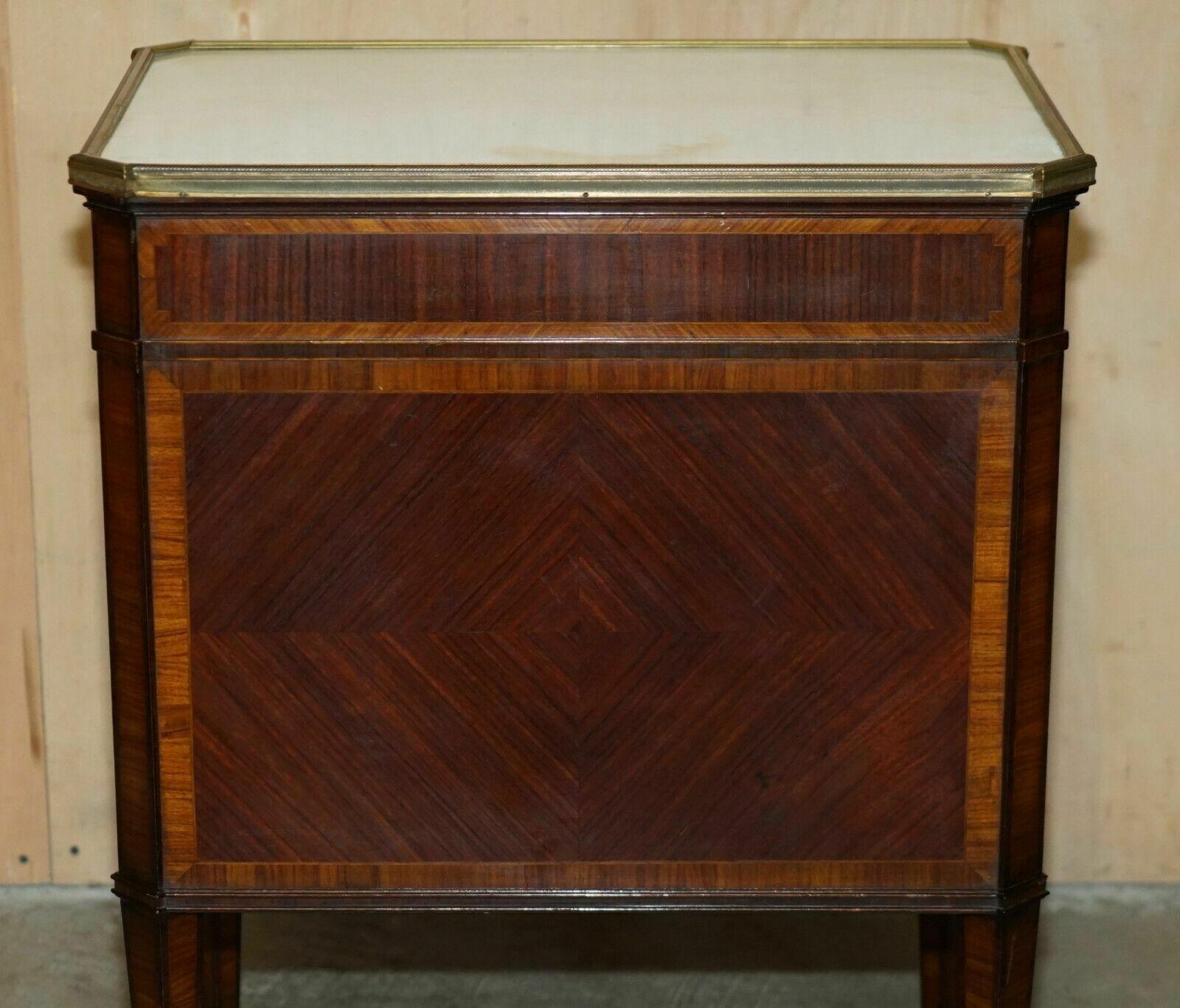 photo buy Antique Cir 1920 Faux Stack Of Books Leather Carrara Marble Side Table Drawers