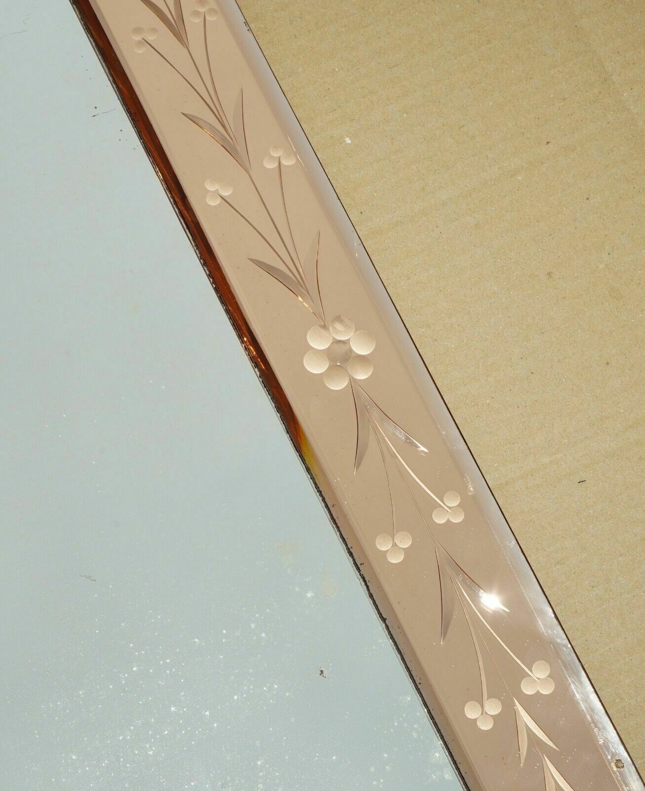 photo buy Antique Sublime 1920 Art Deco Peach Glass Venetian Dressing Table Vanity Mirror