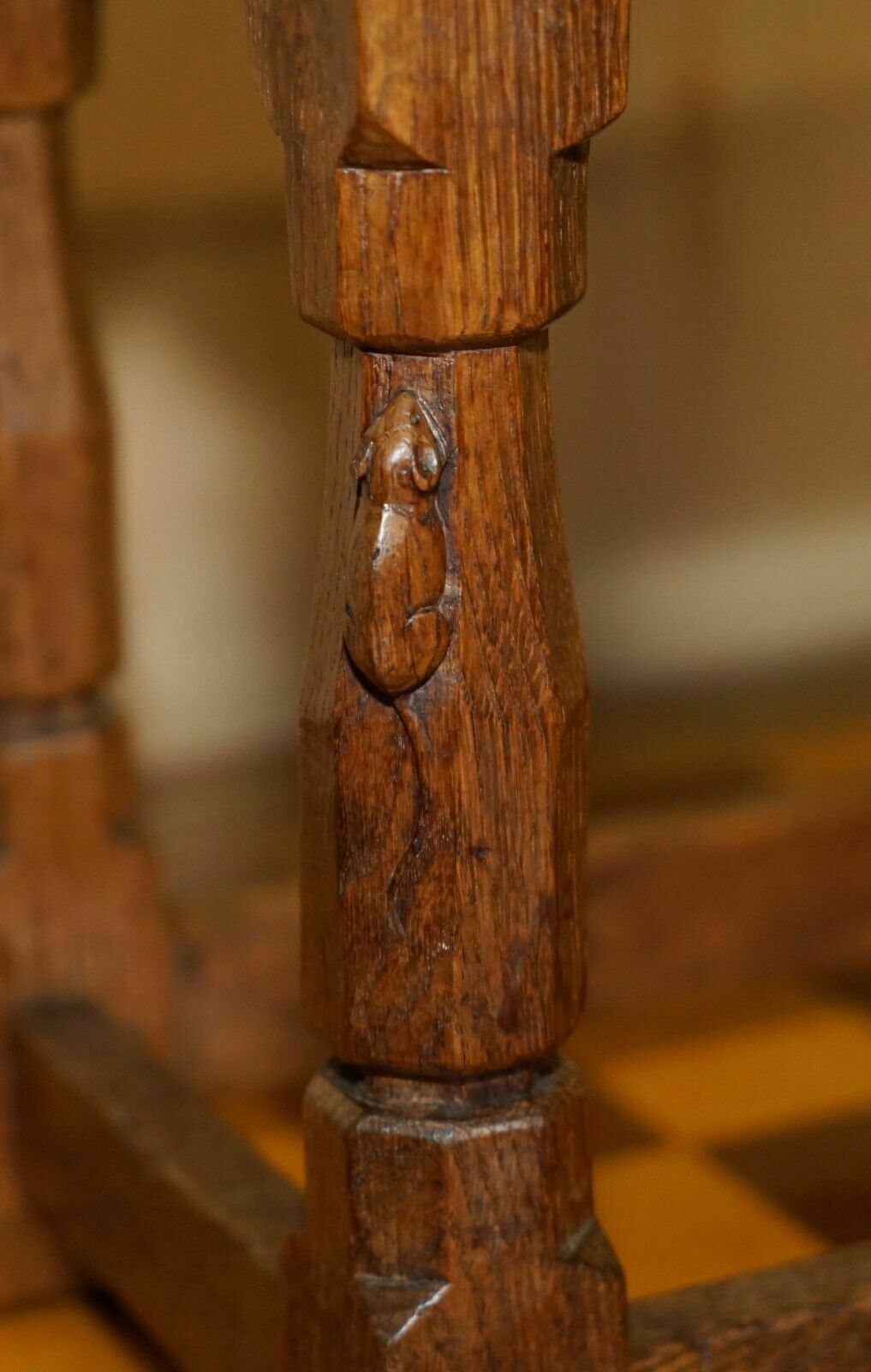 Original 1930's Burr Oak Robert Mouseman Thompson Stool With Period Curved Top photo Furniture