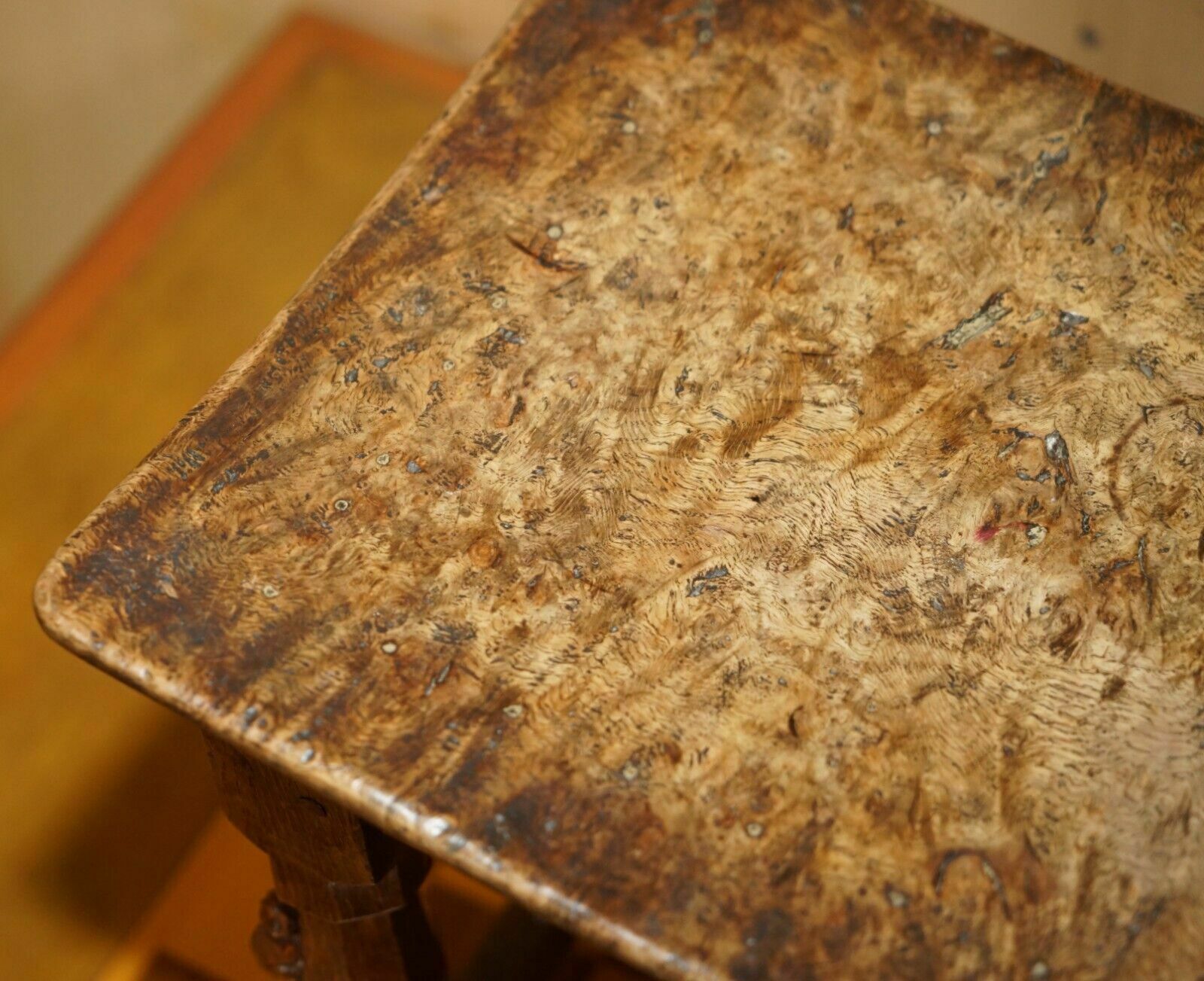 Original 1930's Burr Oak Robert Mouseman Thompson Stool With Period Curved Top photo vintage