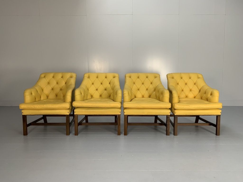 Suite Of 4 George Smith “Georgian” Armchairs – In Yellow Leather