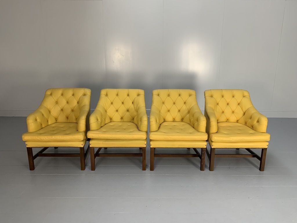 Suite Of 4 George Smith “Georgian” Armchairs – In Yellow Leather photo for sale