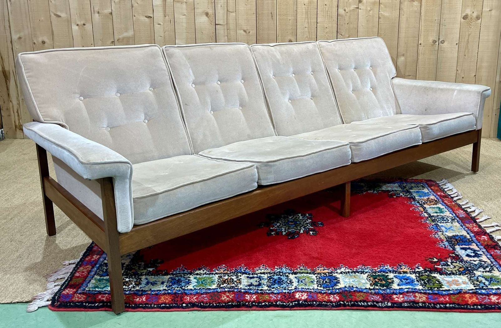 Furniture Scandinavian 4 Seater Sofa From The 70s, In Teak photo