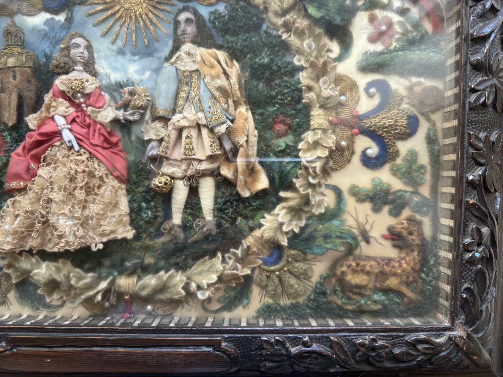 Stuart Period Stumpwork Panel   King Charles II And His Favourite Lady photo 25000.0