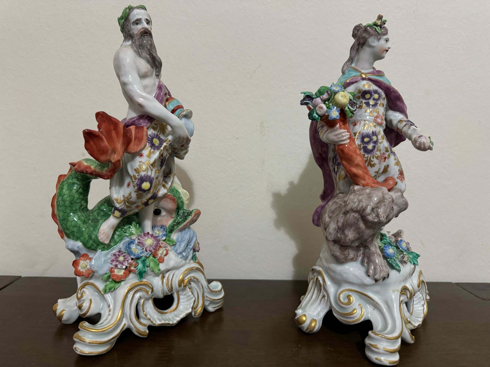 photo furniture Pair Of Bow Porcelain Element Figures, "Water" And "Land" , Circa 1765