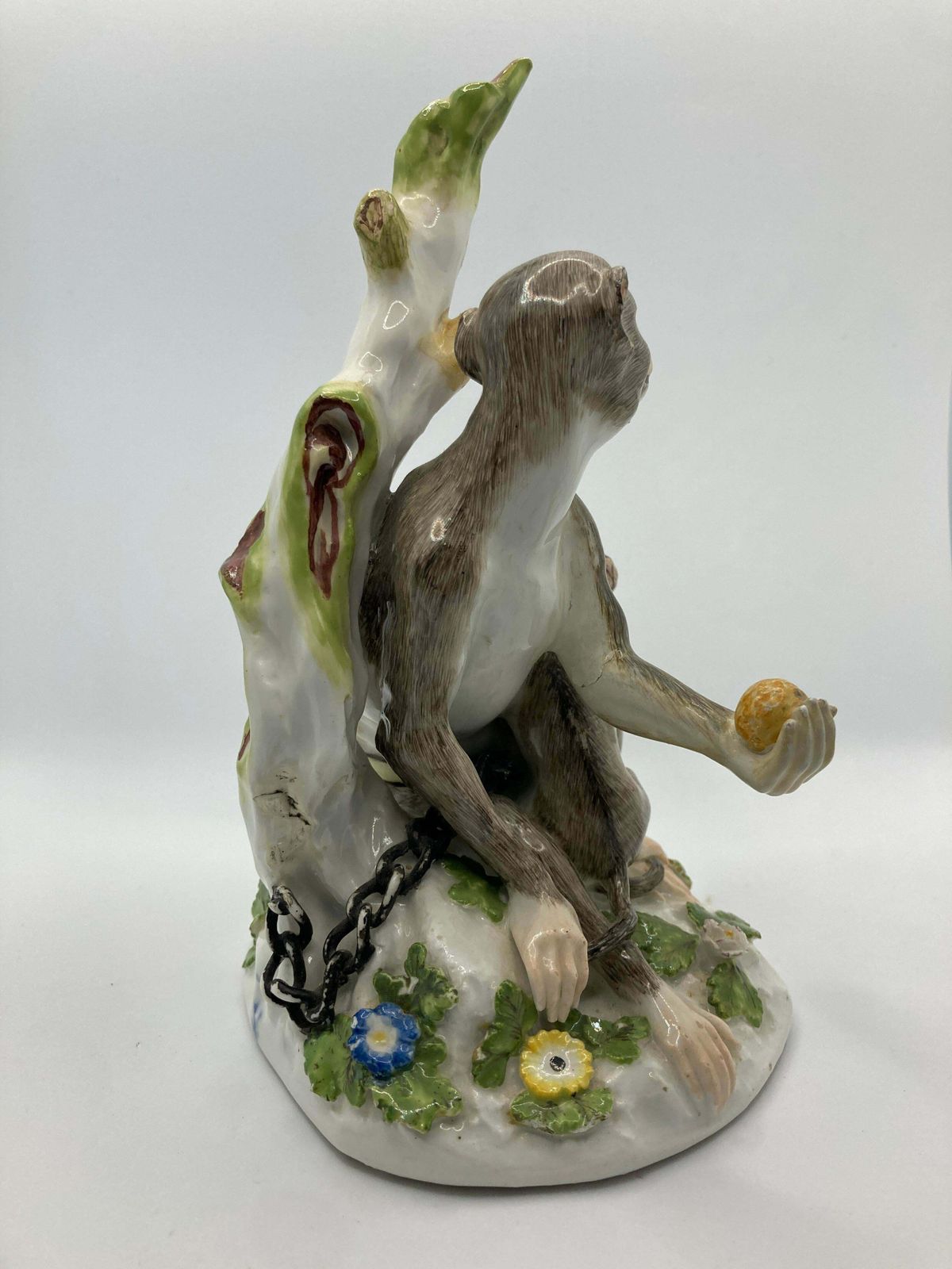 photo for sale 18th Century Meissen Porcelain Figure, 'Rhesus Monkey And Child'