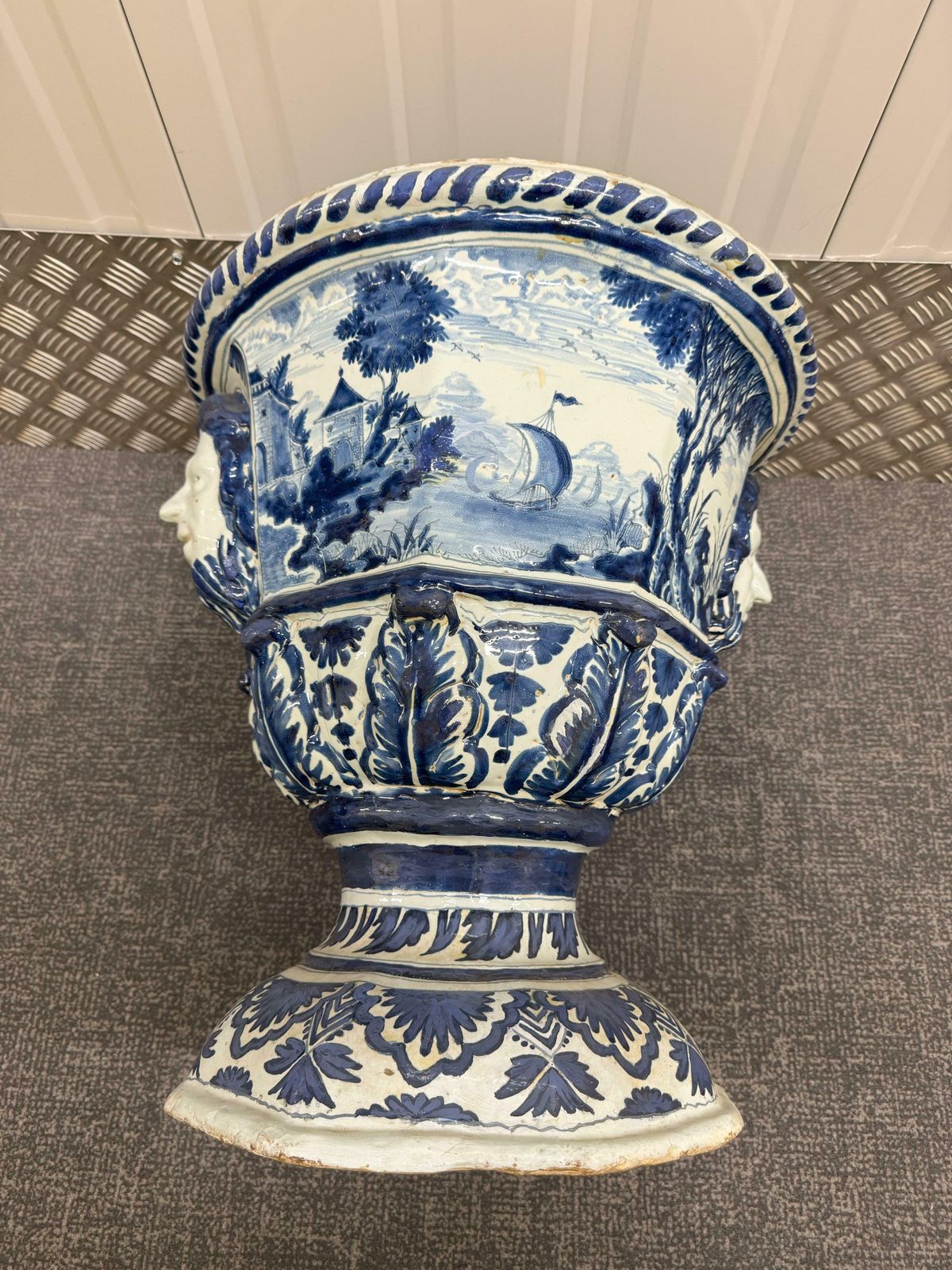 Garden Furniture 18th Century Large Delft Garden Urn photo