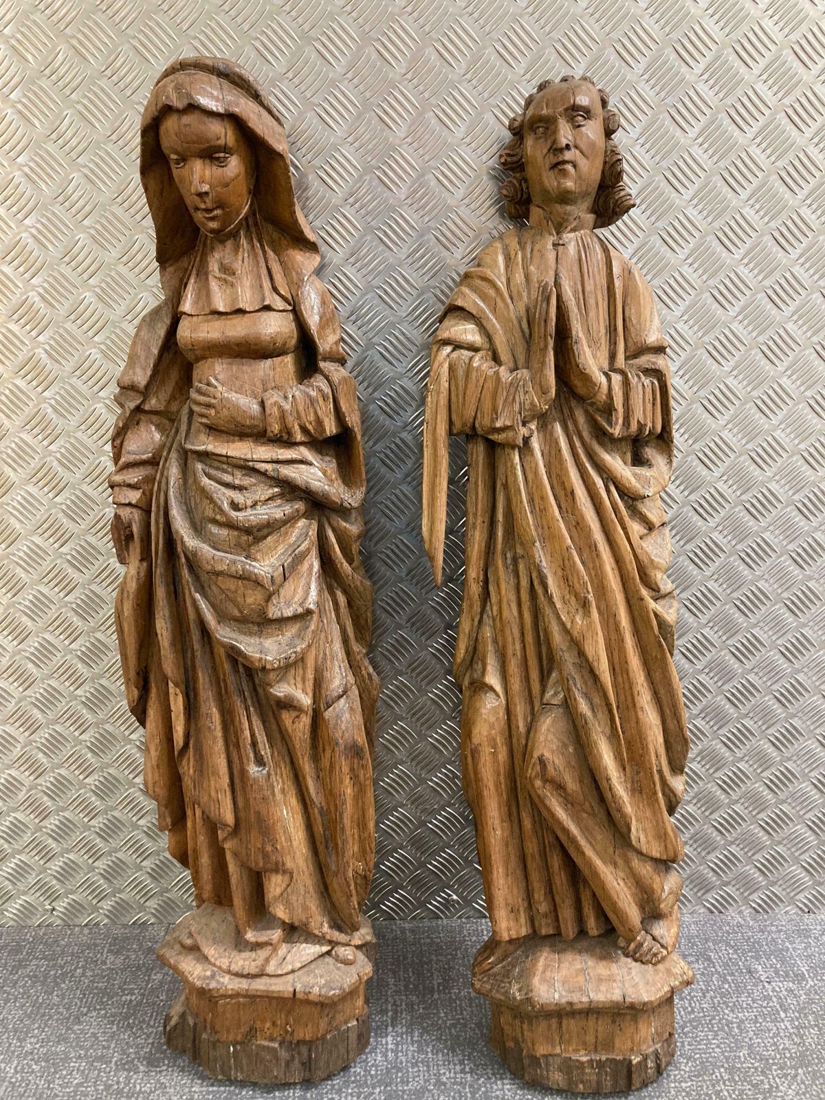 Pair Of 15th/16th Century Carved Oak Saints photo furniture