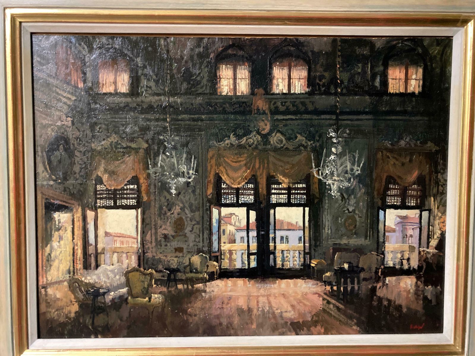 The Salone Grande, Palazzo Barbaro, Afternoon By Peter Kuhfeld (B 1952) photo furniture