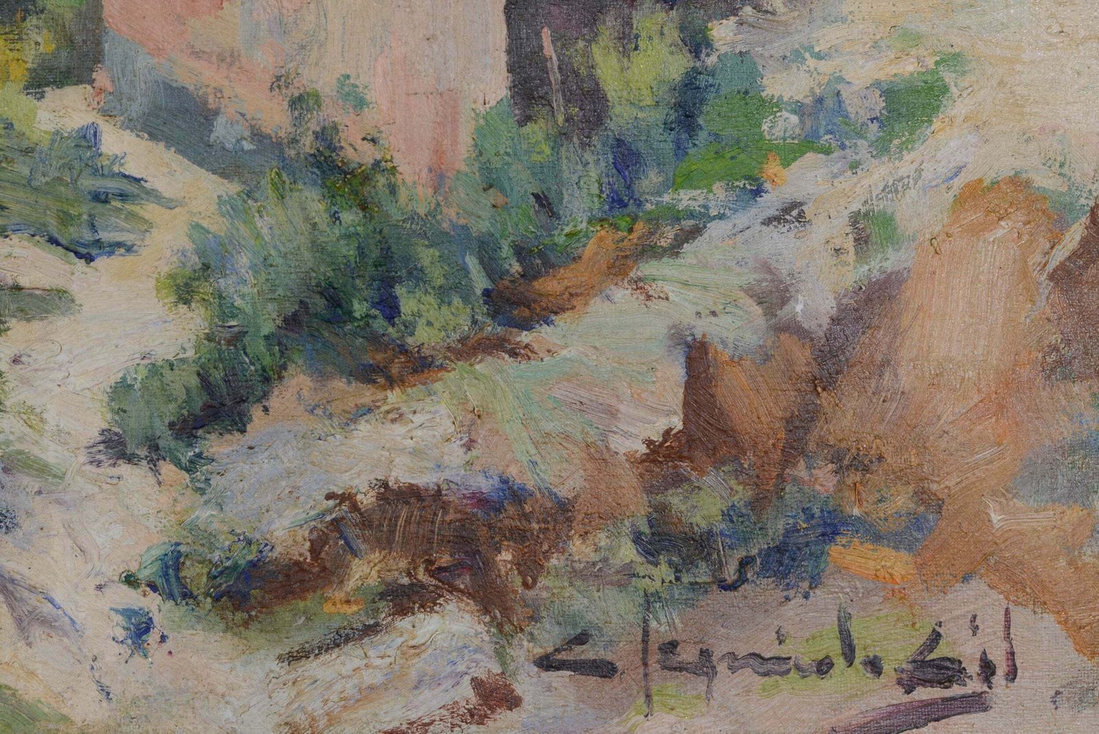 Impressionistisch Olieverfschilderij – Spaans Of Catalaans Bergdorp photo for sale