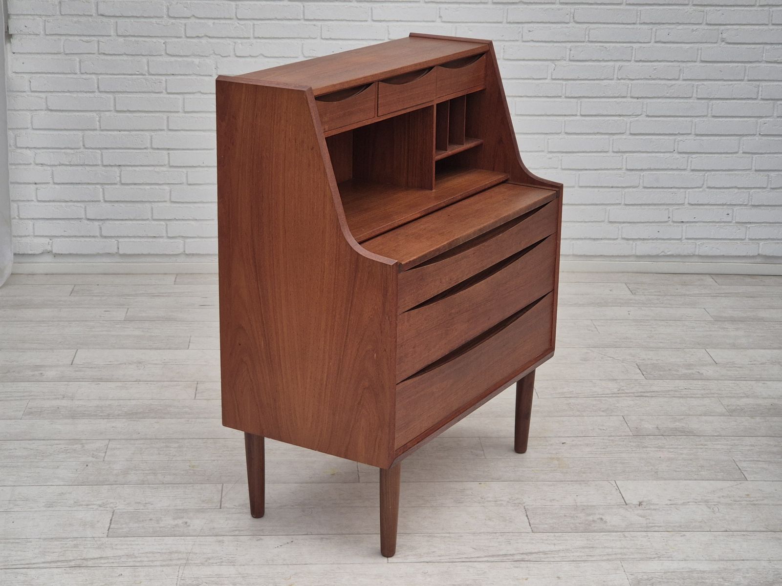 1960s, Danish Chest Of Drawers, Original Condition, Foldable Mirror, Solid Teak Wood. photo buy