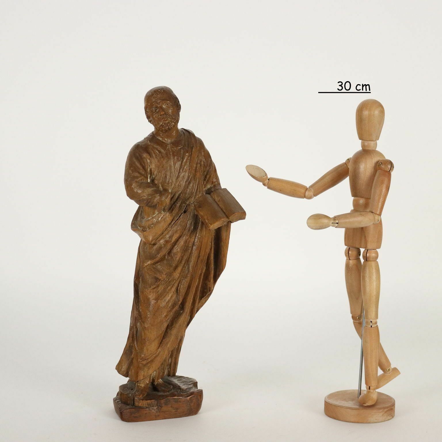Antique Wooden Sculpture Philosopher Italy XVIII Century photo furniture
