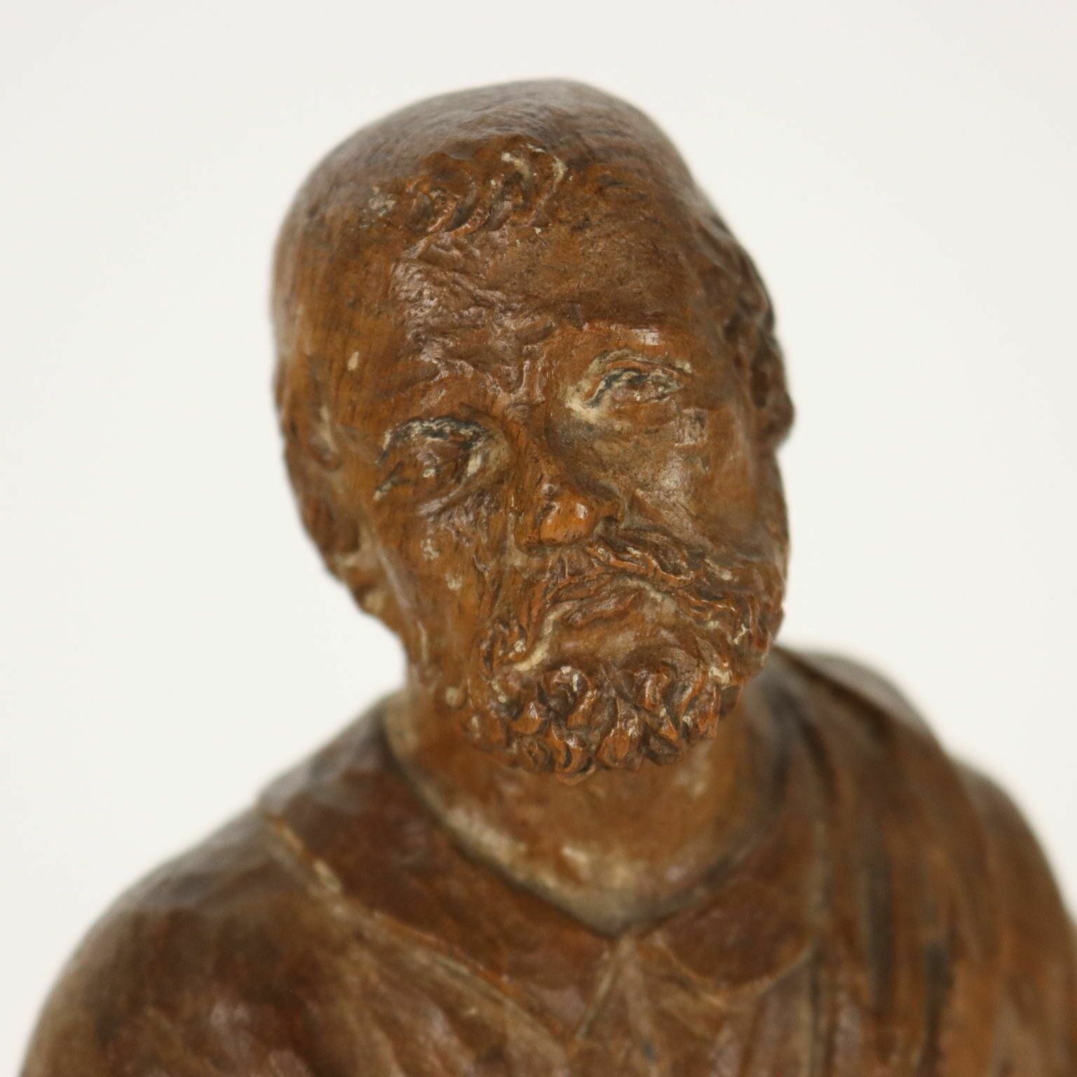Antique Wooden Sculpture Philosopher Italy XVIII Century photo Art